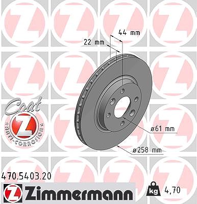 Zimmermann Bremsscheibe Vorderachse Belüftet [Hersteller-Nr. 470.5403.20] für Dacia, Renault, Smart