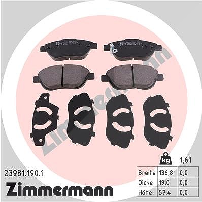 Zimmermann Bremsbelagsatz, Scheibenbremse [Hersteller-Nr. 23981.190.1] für Opel, Vauxhall