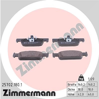 Zimmermann Bremsbeläge vorne (Satz) [Hersteller-Nr. 25702.180.1] für Dacia, Renault, Smart