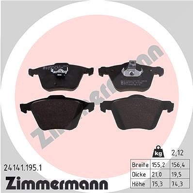 Zimmermann Bremsbelagsatz, Scheibenbremse [Hersteller-Nr. 24141.195.1] für Volvo