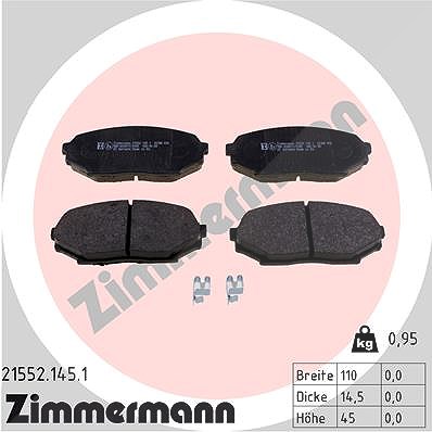 Zimmermann Bremsbelagsatz, Scheibenbremse [Hersteller-Nr. 21552.145.1] für Mazda