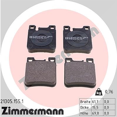 Zimmermann Bremsbelagsatz, Scheibenbremse [Hersteller-Nr. 21305.155.1] für Chrysler, Mercedes-Benz