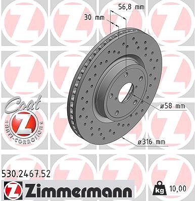 Zimmermann Bremsscheibe [Hersteller-Nr. 530.2467.52] für Subaru