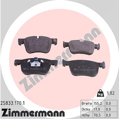 Zimmermann Bremsbeläge vorne (Satz) [Hersteller-Nr. 25833.170.1] für Peugeot, Citroën