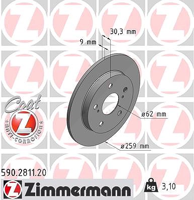 Zimmermann Bremsscheibe [Hersteller-Nr. 590.2811.20] für Toyota