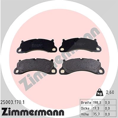 Zimmermann Bremsbelagsatz, Scheibenbremse [Hersteller-Nr. 25003.170.1] für Porsche