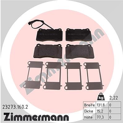 Zimmermann Bremsbelagsatz, Scheibenbremse [Hersteller-Nr. 23273.160.2] für Alfa Romeo