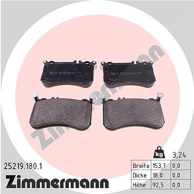 Zimmermann Bremsbelagsatz, Scheibenbremse [Hersteller-Nr. 25219.180.1] für Mercedes-Benz