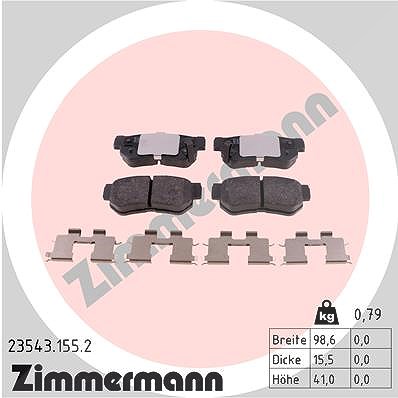 Zimmermann Bremsbelagsatz, Scheibenbremse [Hersteller-Nr. 23543.155.2] für Hyundai, Ssangyong, Kia