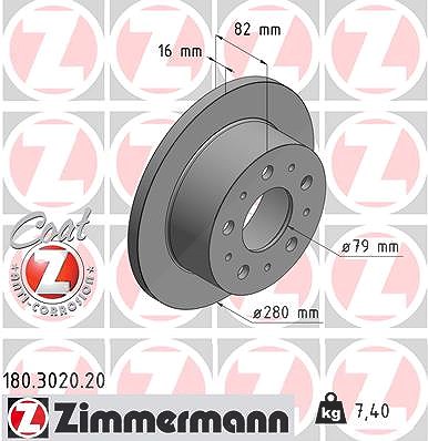 Zimmermann Bremsscheibe [Hersteller-Nr. 180.3020.20] für Citroën, Fiat, Peugeot