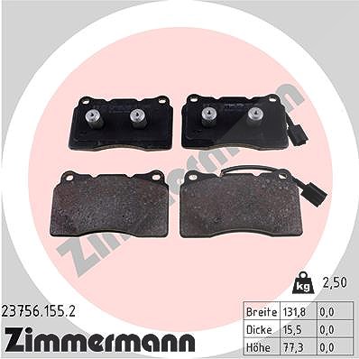 Zimmermann Bremsbelagsatz, Scheibenbremse [Hersteller-Nr. 23756.155.2] für Alfa Romeo