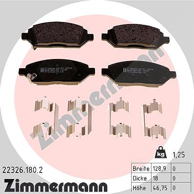 Zimmermann Bremsbelagsatz, Scheibenbremse [Hersteller-Nr. 22326.180.2] für Opel