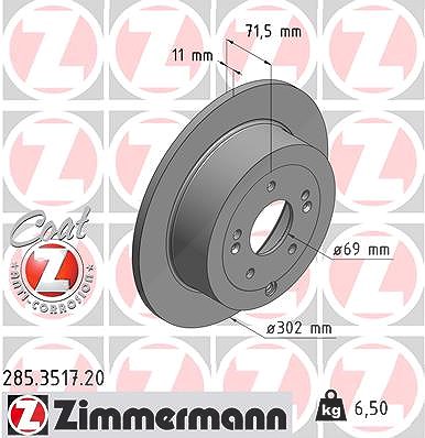 Zimmermann Bremsscheibe [Hersteller-Nr. 285.3517.20] für Hyundai