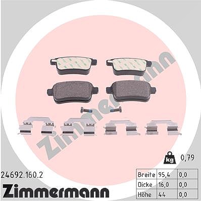 Zimmermann Bremsbelagsatz, Scheibenbremse [Hersteller-Nr. 24692.160.2] für Mercedes-Benz, Renault