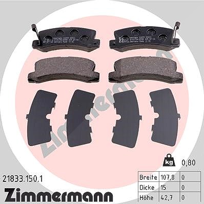 Zimmermann Bremsbelagsatz, Scheibenbremse [Hersteller-Nr. 21833.150.1] für Lexus, Toyota