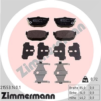 Zimmermann Bremsbelagsatz, Scheibenbremse [Hersteller-Nr. 21553.140.1] für Nissan, Honda, Kia, Hyundai