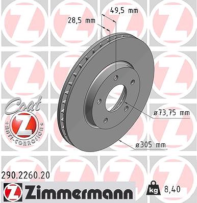 Zimmermann Bremsscheibe [Hersteller-Nr. 290.2260.20] für Jaguar, Daimler