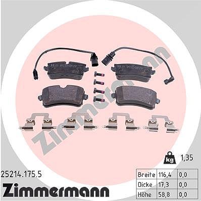 Zimmermann Bremsbelagsatz, Scheibenbremse [Hersteller-Nr. 25214.175.5] für Audi