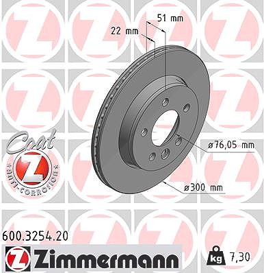 Zimmermann Bremsscheibe [Hersteller-Nr. 600.3254.20] für Man, VW
