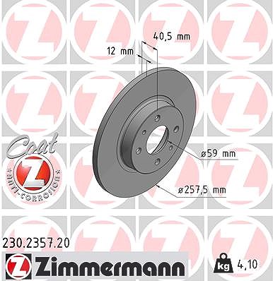 Zimmermann Bremsscheibe [Hersteller-Nr. 230.2357.20] für Fiat, Lancia, Alfa Romeo