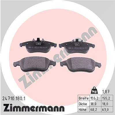 Zimmermann Bremsbeläge vorne (Satz) [Hersteller-Nr. 24710.180.1] für Renault
