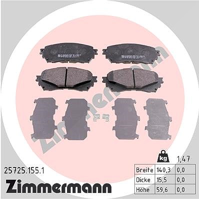Zimmermann Bremsbelagsatz, Scheibenbremse vorne [Hersteller-Nr. 25725.155.1] für Mazda