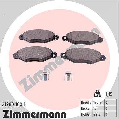 Zimmermann Bremsbelagsatz, Scheibenbremse [Hersteller-Nr. 21980.180.1] für Renault, Citroën, Nissan