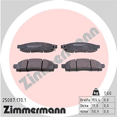 Zimmermann Bremsbelagsatz, Scheibenbremse [Hersteller-Nr. 25087.170.1] für Nissan