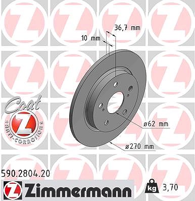 Zimmermann Bremsscheibe [Hersteller-Nr. 590.2804.20] für Toyota