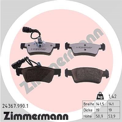 Zimmermann Bremsbelagsatz, Scheibenbremse [Hersteller-Nr. 24367.990.1] für VW