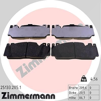Zimmermann Bremsbelagsatz, Scheibenbremse [Hersteller-Nr. 25133.205.1] für BMW