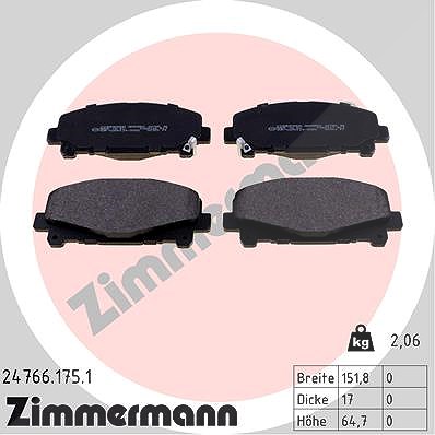 Zimmermann Bremsbelagsatz, Scheibenbremse [Hersteller-Nr. 24766.175.1] für Honda