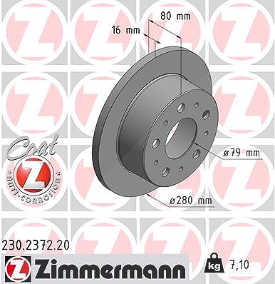 Zimmermann Bremsscheibe [Hersteller-Nr. 230.2372.20] für Fiat, Citroën, Peugeot