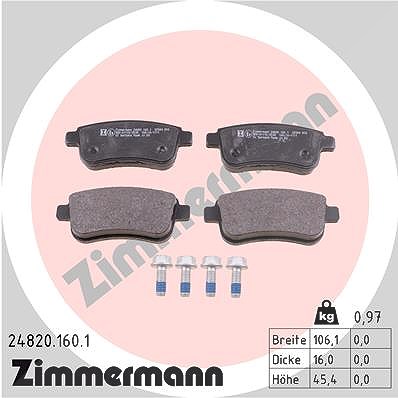 Zimmermann Bremsbeläge hinten (Satz) [Hersteller-Nr. 24820.160.1] für Renault