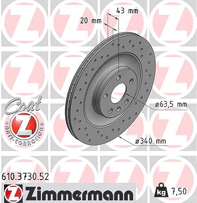 Zimmermann Bremsscheibe [Hersteller-Nr. 610.3730.52] für Polestar, Volvo