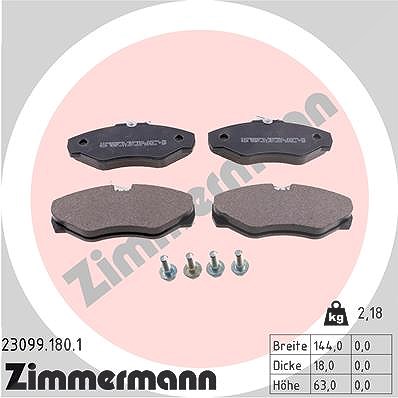 Zimmermann Bremsbelagsatz, Scheibenbremse [Hersteller-Nr. 23099.180.1] für Renault, Opel, Nissan, Vauxhall