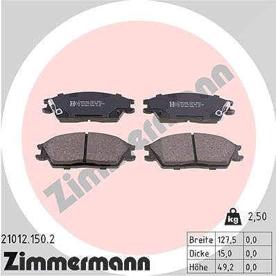 Zimmermann Bremsbelagsatz, Scheibenbremse [Hersteller-Nr. 21012.150.2] für Hyundai