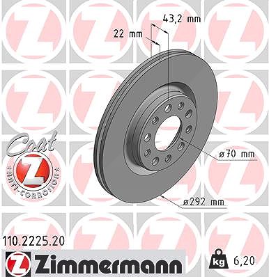 Zimmermann Bremsscheibe [Hersteller-Nr. 110.2225.20] für Alfa Romeo