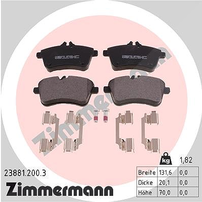 Zimmermann Bremsbelagsatz, Scheibenbremse [Hersteller-Nr. 23881.200.3] für Mercedes-Benz