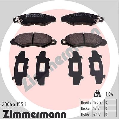 Zimmermann Bremsbelagsatz, Scheibenbremse [Hersteller-Nr. 23046.155.1] für Subaru, Suzuki
