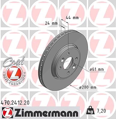 Zimmermann Bremsscheibe [Hersteller-Nr. 470.2412.20] für Renault