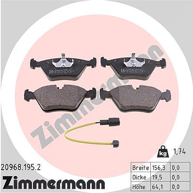 Zimmermann Bremsbelagsatz, Scheibenbremse [Hersteller-Nr. 20968.195.2] für BMW