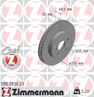 Zimmermann Bremsscheibe [Hersteller-Nr. 590.2830.20] für Toyota