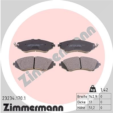 Zimmermann Bremsbelagsatz, Scheibenbremse [Hersteller-Nr. 23234.170.1] für Daewoo, Chevrolet