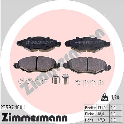 Zimmermann Bremsbelagsatz, Scheibenbremse [Hersteller-Nr. 23597.180.1] für Peugeot, Citroën