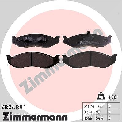 Zimmermann Bremsbeläge vorne (Satz) [Hersteller-Nr. 21822.180.1] für Jeep, Kia