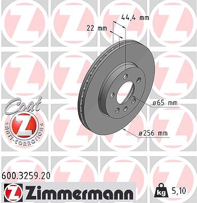Zimmermann Bremsscheibe [Hersteller-Nr. 600.3259.20] für VW, Skoda, Audi, Seat