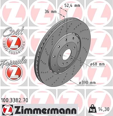 Zimmermann Bremsscheibe [Hersteller-Nr. 100.3382.70] für Audi