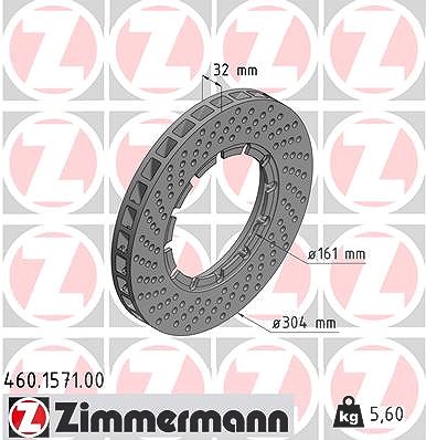 Zimmermann 1x Bremsscheibe Vorderachse Links [Hersteller-Nr. 460.1571.00] für Porsche
