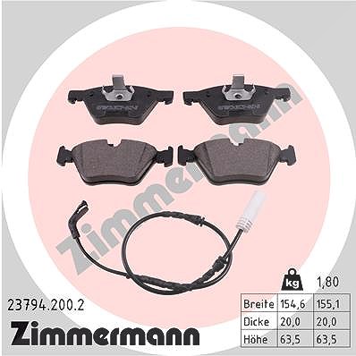 Zimmermann Bremsbelagsatz, Scheibenbremse [Hersteller-Nr. 23794.200.2] für BMW